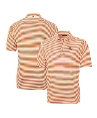 Men's Orange Clemson Tigers Throwback Logo Virtue Eco Pique Stripe Polo Shirt