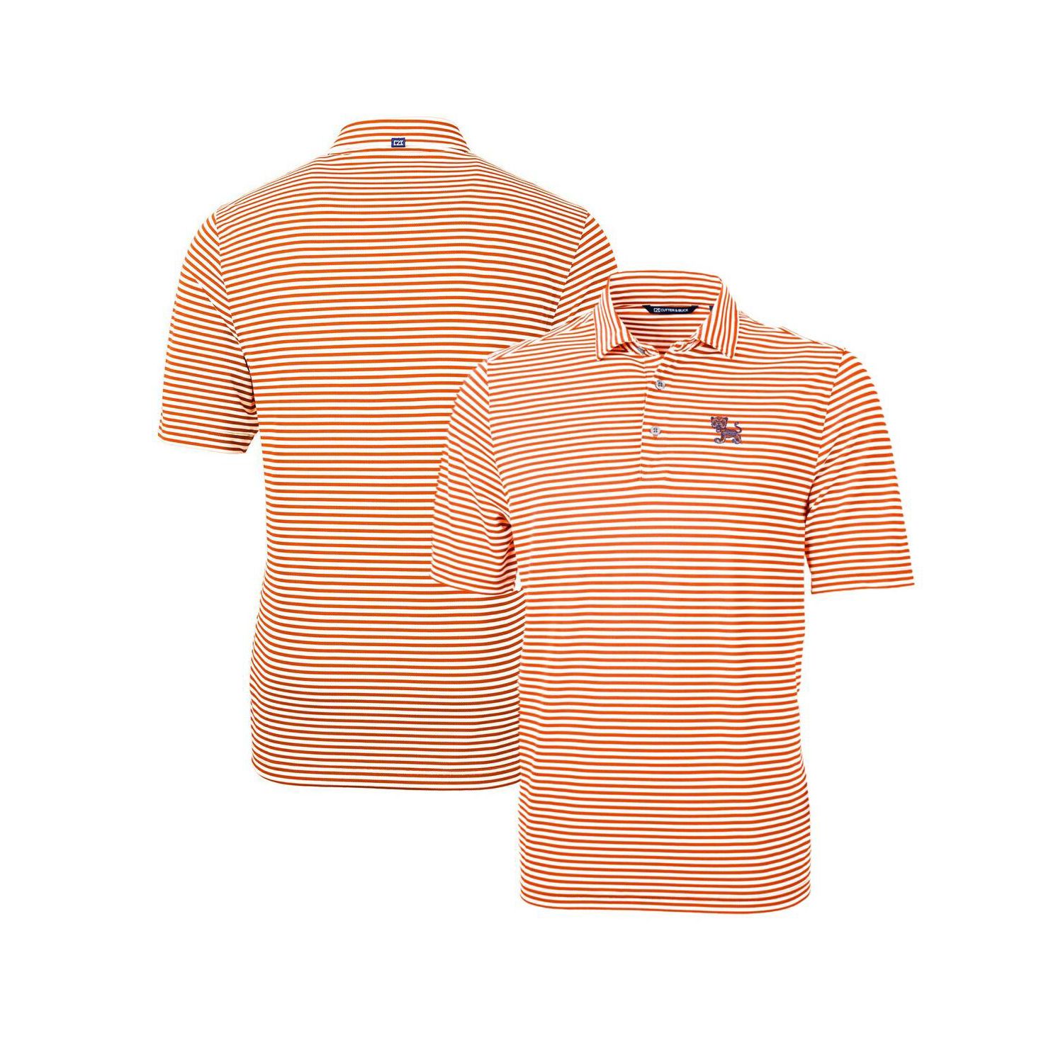 Men's Orange Clemson Tigers Throwback Logo Virtue Eco Pique Stripe Polo Shirt