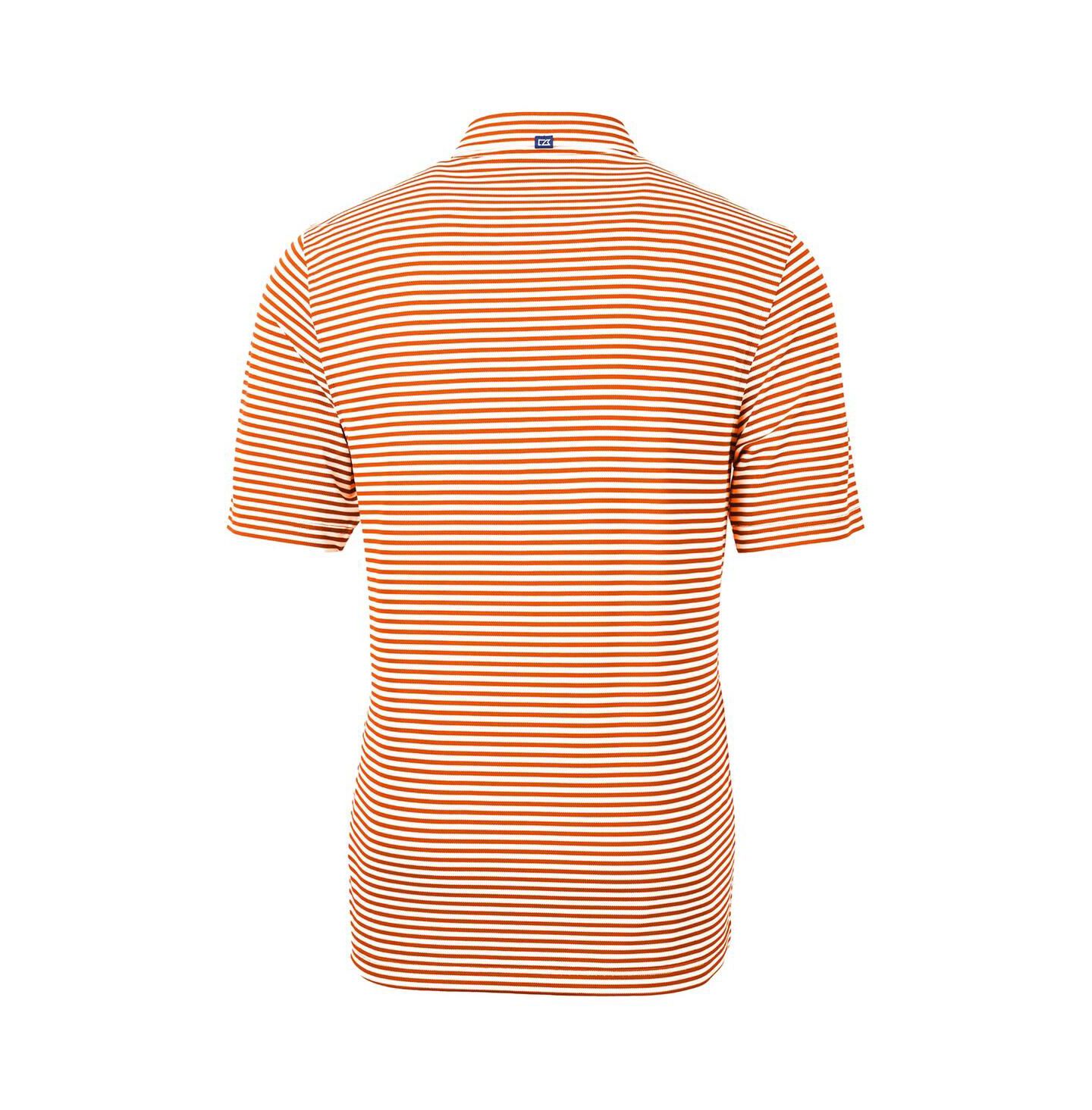 Мужское поло Cutter & Buck Orange Clemson Tigers Throwback Logo Virtue Eco Pique Stripe Polo — фото 3