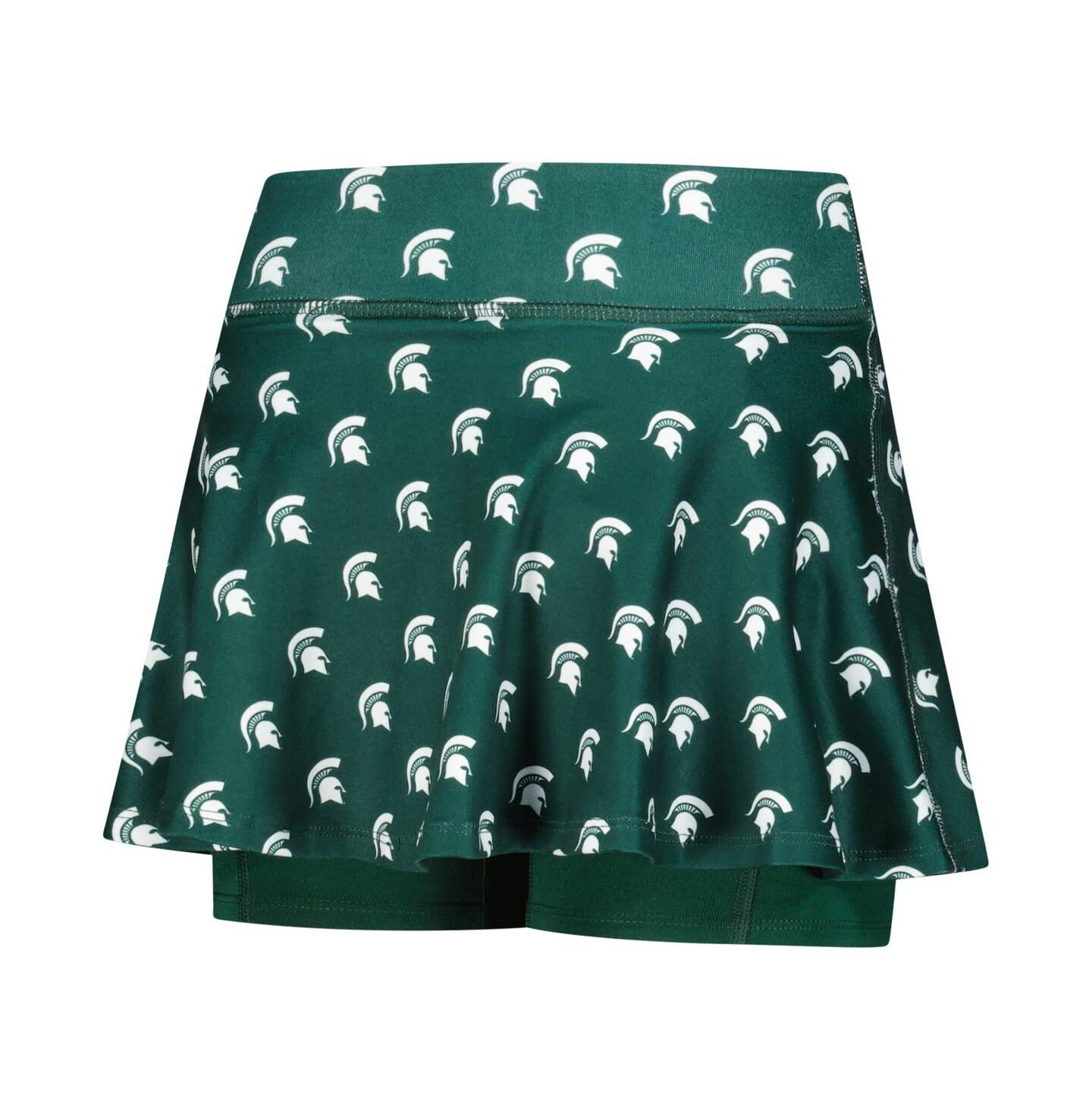 Юбка-шорты ZooZatz Green Michigan State Spartans All-Over Print Tennis Skort для девочек — фото 3