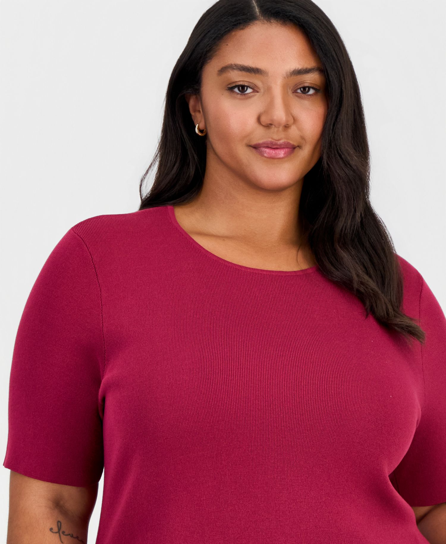 ASL Plus Size Elbow-Sleeve Sweater T-Shirt