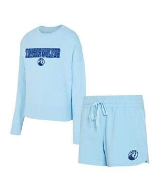 Women's Light Blue Minnesota Timberwolves Elevation Tri-Blend Long Sleeve Top & Shorts Set