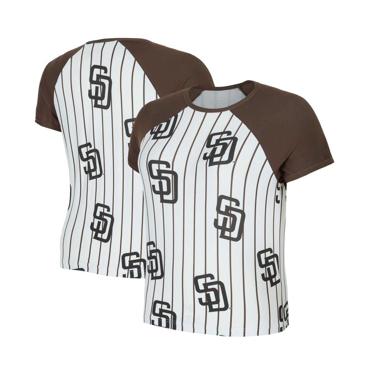 Женский топ Concepts Sport White San Diego Padres Outbound Pinstripe Raglan — фото 1