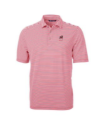 Men's Red Georgia Bulldogs Alumni Logo Virtue Eco Pique Stripe Polo Shirt