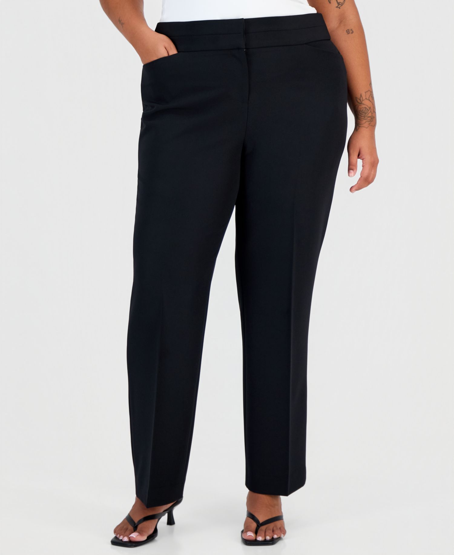 ASL Plus Size Mid-Rise Straight-Leg Pants