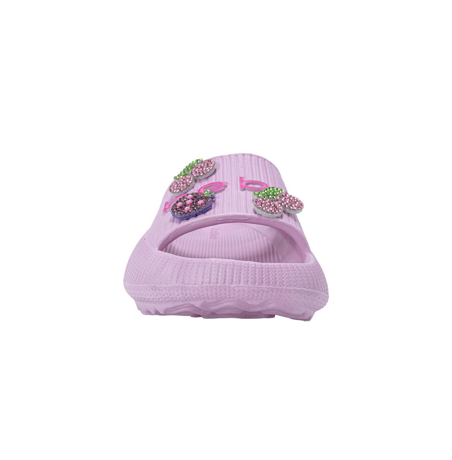 Сандалии Bebe Girls EVA Slide - Lightweight Comfy Slide Sandals with Rhinestone Fruit Patches для девочек, цвет: Сиреневый — фото 4