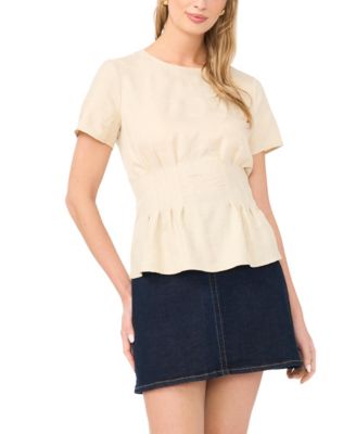 Women's Short-Sleeve Pleated-Waist Blouse