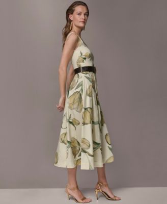 Women's Floral Sleeveless Midi A-Line Dress