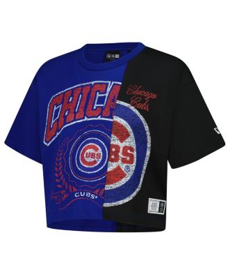 Women's Royal Chicago Cubs Color Blocked Boxy Cropped T-Shirt