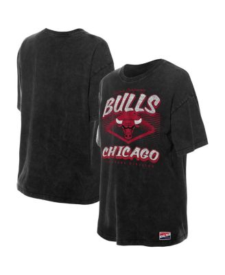Women's Black Chicago Bulls Throwback Mineral Wash Oversized T-Shirt
