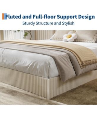 Full Wooden Platform Bed Frame with Fluted Design – Low Profile Noise Free Bed Base