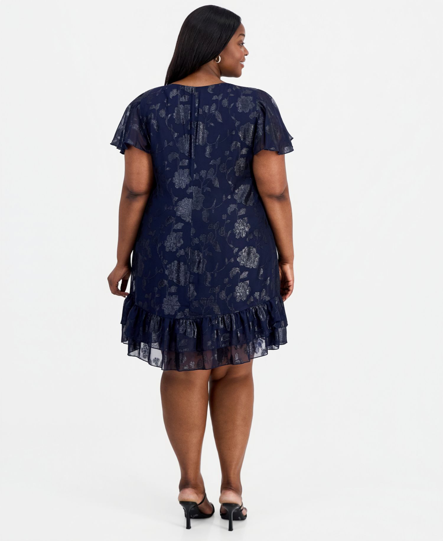 Plus Size Round-Neck Ruffle-Hem Dress