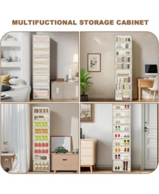 9 Tier Foldable Shoe Rack Organizer with Clear Doors - Storage for 18 Pairs Collapsible Shoe Cabinet for Entryway Living Room Closet