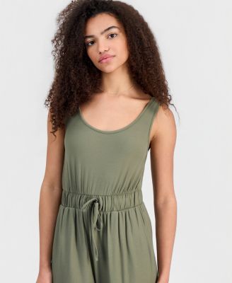 Juniors' Sleeveless Wide-Leg Jumpsuit