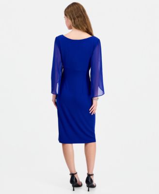connected apparel formal dresses V-Neck Tea-Length Crepe Casual Maxi Dress Pockets TRM54766 Sheath dress with round neckline Fit Women's Connected Apparel Printed Drape