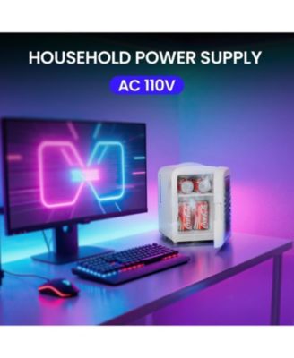 4L Portable Mini Fridge with Vibrant LED Gaming Lights
