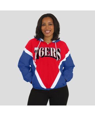 Women's Red/Royal Philadelphia 76ers Color Block Full-Zip Hoodie Windbreaker Jacket