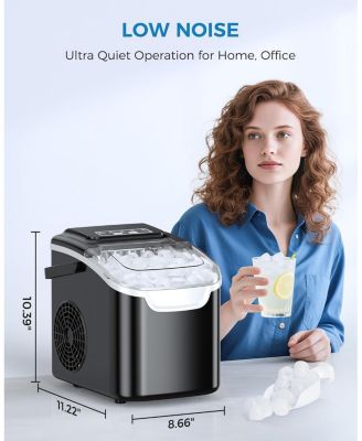 Portable Countertop Ice Maker, Fast Production with 2 Ice Sizes & Self-Cleaning