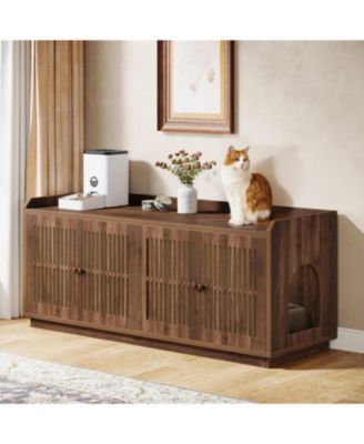 2 Cats Litter Box Enclosure, 55.1-Inch Extra Large Hidden Litter Box Furniture