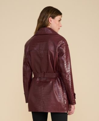 Women's Short Leather Trench Coat