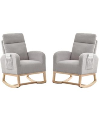 Teddy Nursery Rocking Chair Set of 2 with Wood Legs