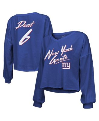 Women's Jaxson Dart Royal New York Giants Script Name & Number Long Sleeve T-Shirt