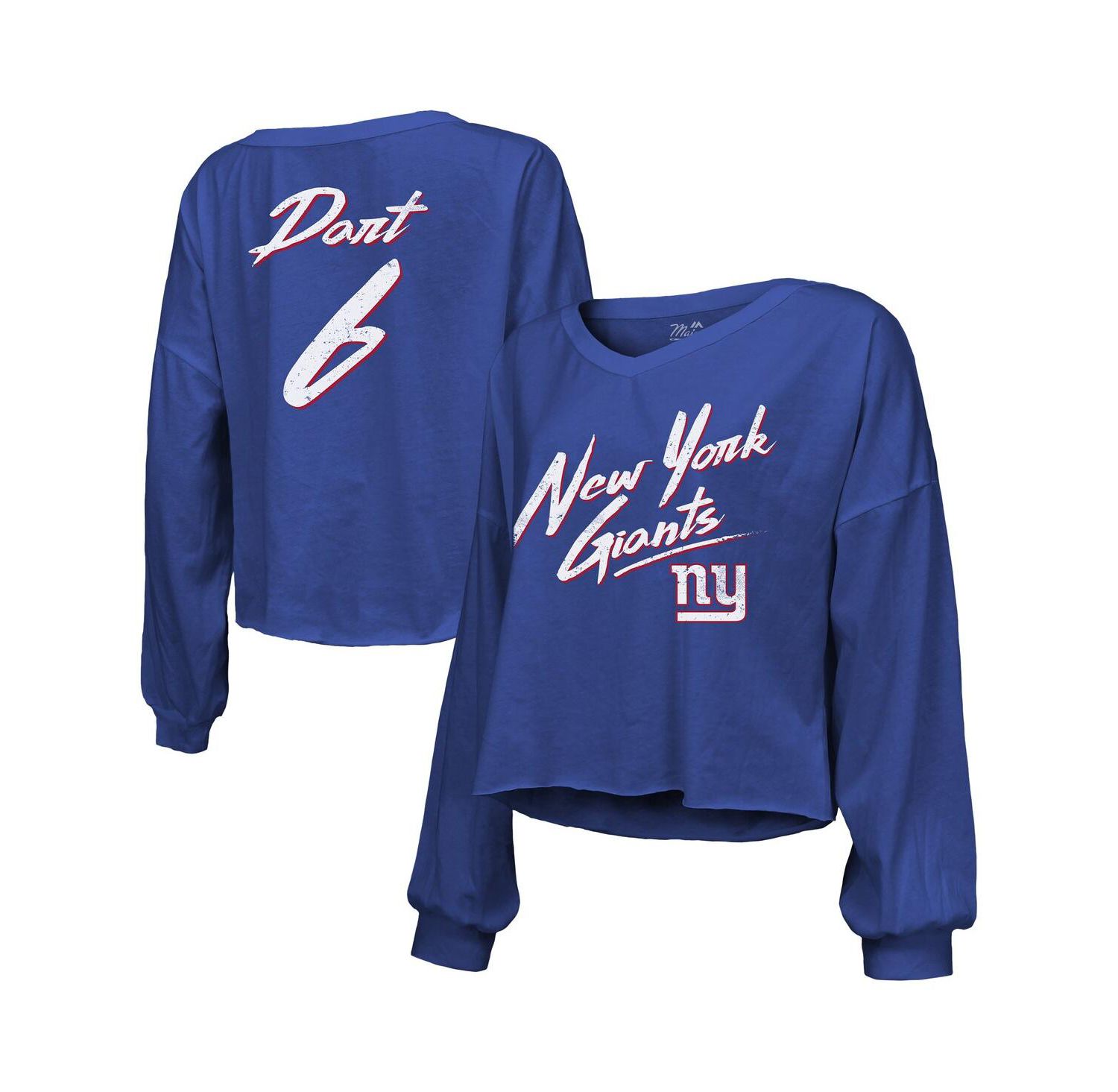 Women's Jaxson Dart Royal New York Giants Script Name & Number Long Sleeve T-Shirt