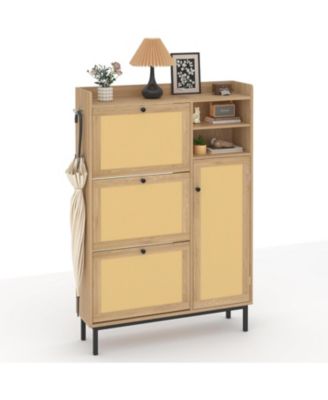 Shoe Cabinet for Entryway with 3 Flip Drawers Freestanding Shoe Organizer Cabinet with Metal Legs for Hallway Storage