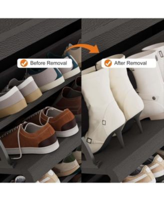 Shoe Cabinet with 3 Flip Drawers Wooden Cabinet with Adjustable Shelves Shoe Organizer for Entryway Hallway Living Room Black