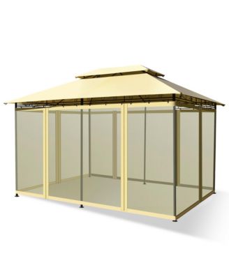 2-Tier 10'x13' Steel Gazebo Canopy Tent Shelter Patio Garden Outdoor Netting