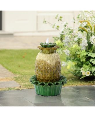 Pineapple Ceramic Indoor/Outdoor 17.1-In Tall Tabletop Fountain, Tan Top