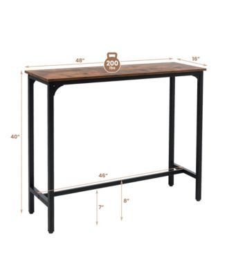 48'' Rectangular Bar Table Kitchen Dining Table w/ Steel Frame & Adjustable Feet