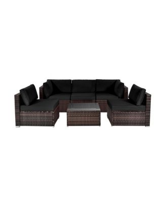 6PCS Rattan Outdoor Sectional Sofa Set Patio Furniture Set w/ Cushions
