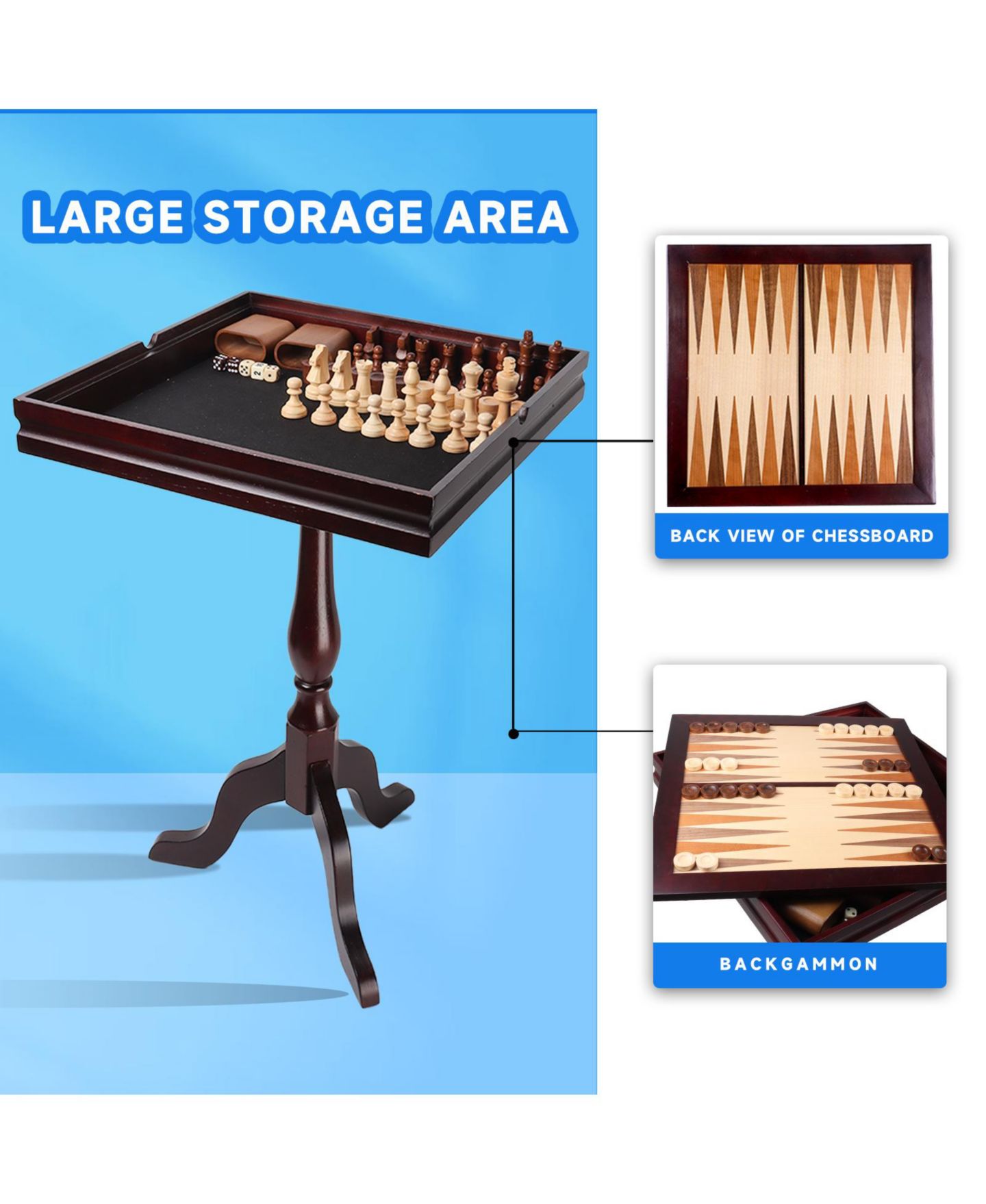 Детская игрушка GSE Games & Sports Expert Wooden 3-in-1 Chess, Checkers & Backgammon Table, Ages 8+ — фото 2