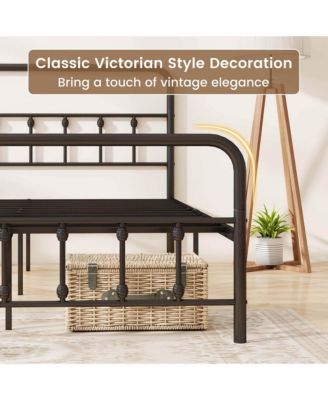 Queen Size Bed Frame with Headboard Under Bed Storage No Box Spring Needed