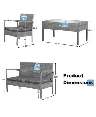 8PCS Rattan Patio Furniture Set Outdoor Wicker Conversation Set w/ Cushions