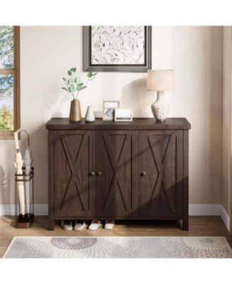 Shoe Cabinet with Doors Farmhouse 35 in Shoe Storage Cabinet 4-Tier Entryway Shoe Storage Large Shoe Organizer Cabinet