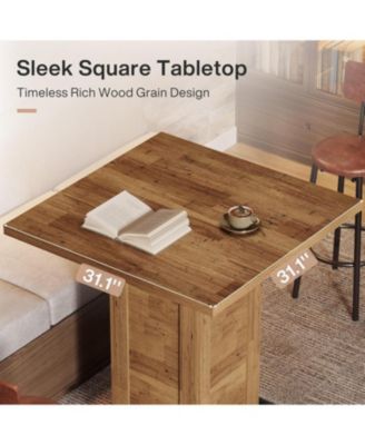 39.4" H Square Bar Table, Industrial High Top Bistro Pub Cocktail Table with Metal Footrest for Kitchen Nook, Home Bar, Small Bars