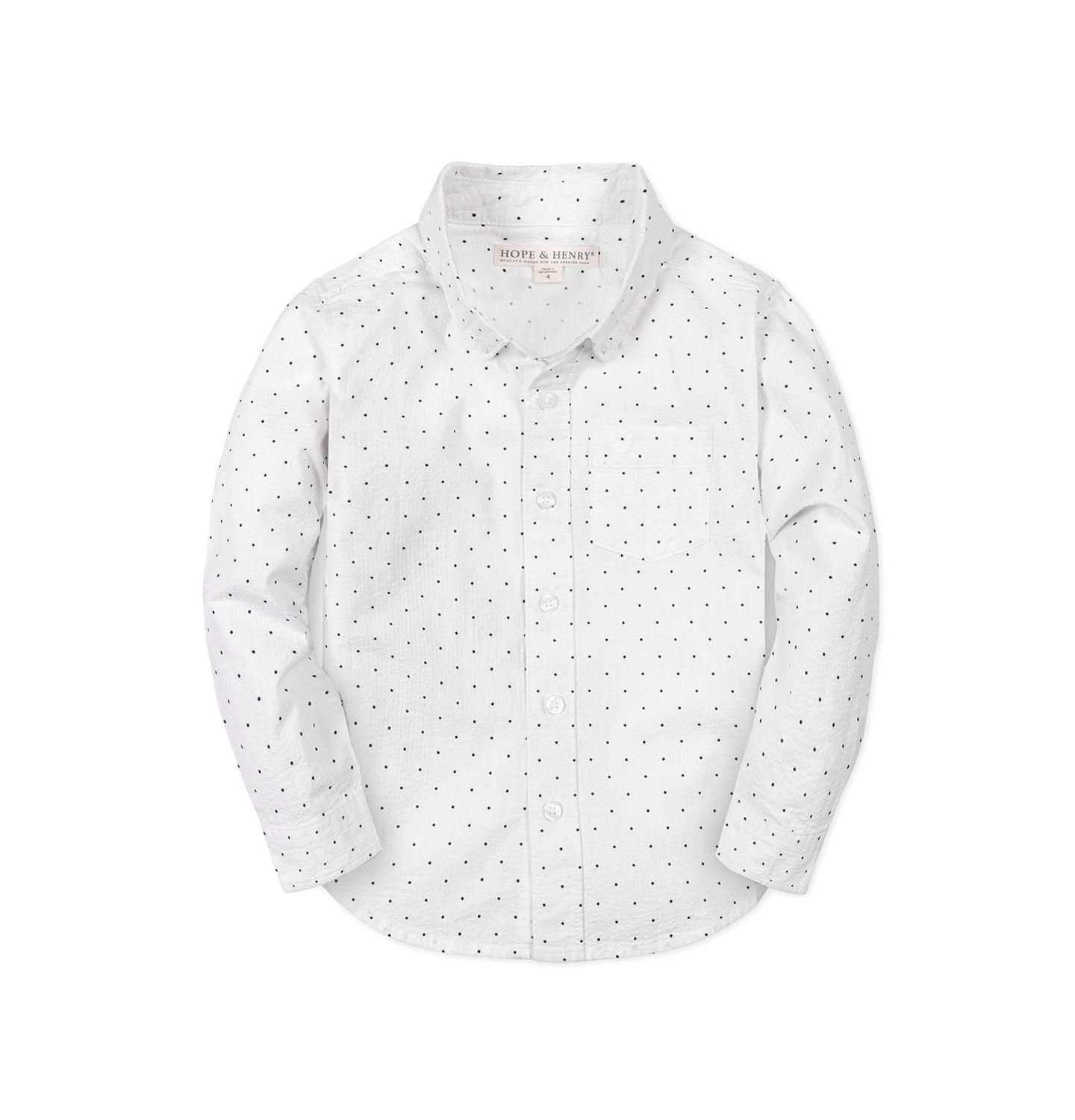 Рубашка Hope & Henry Organic Long Sleeve Seersucker Shirt для мальчиков, цвет: Delft Dot Seersucker — фото 1