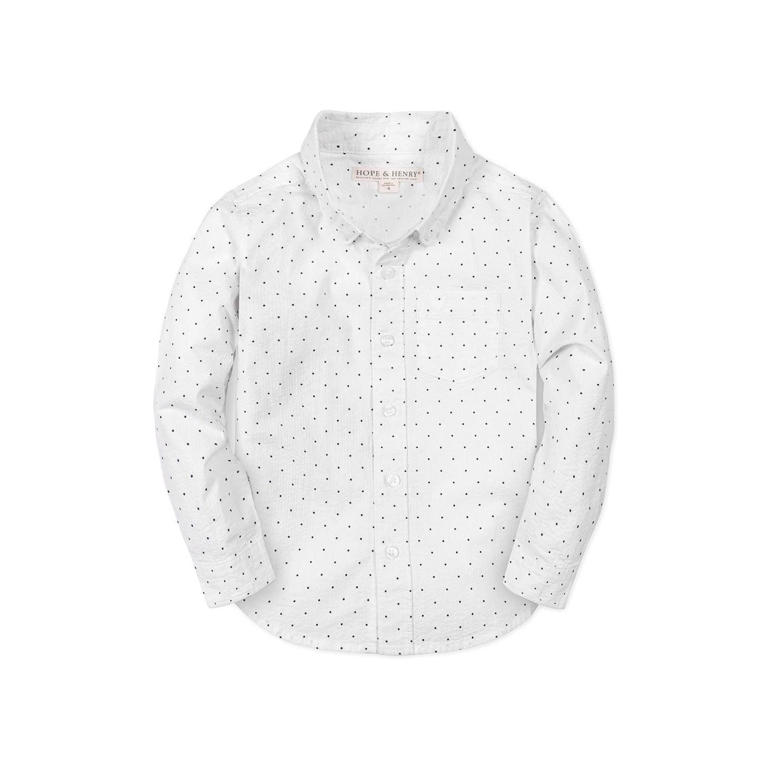 Boys Hope and Henry Organic Long Sleeve Seersucker Shirt