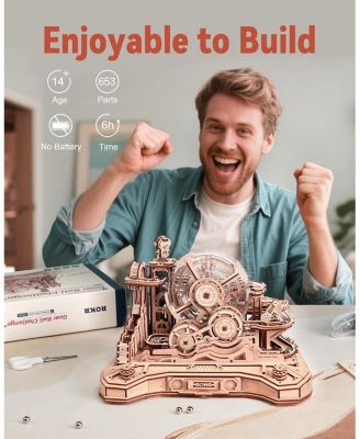 3D Wooden Puzzle for Adult, Wooden Marble Run Set, Model Building Kits, DIY Gear Ball Challenge