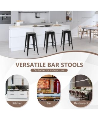 30'' Set of 4 Stackable Backless Metal Bar Stools w/ Footrest for Kitchen