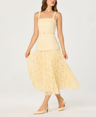 Women's Square Neck Drop-Waist Maxi Dress