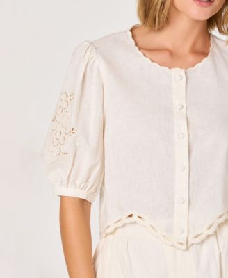 Women's Sleeveless Button-Front Top