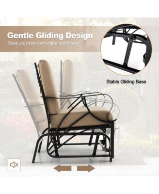 Patio Glider Chair Outdoor Metal Glider with Seat and Back Cushions Backyard Poolside