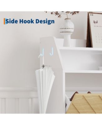 Slim Space Saving Shoe Cabinet with 2 Flip Drawers, Freestanding Hidden Storage Organizer with Adjustable Shelf, No Assembly Needed