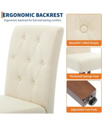 Parsons Button Tufted Dining Chairs Set of 4, Upholstered Fabric Chairs with Wood Legs