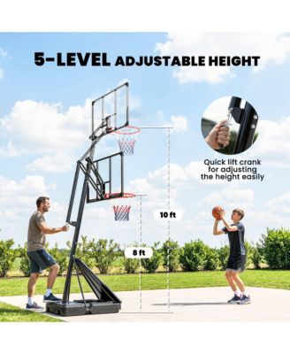 Basketball Hoop, 8-10ft Adjustable Basketball Goal, Hand-Crank Lift