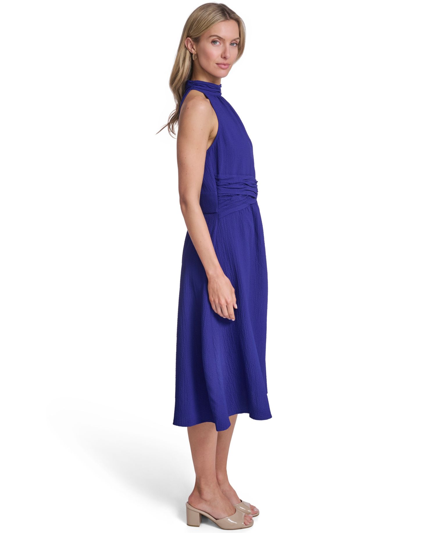 Women's Halter Neck Twist-Waist Midi Dress