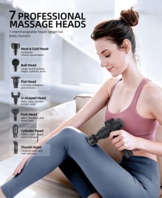 Deep Tissue Massage Gun with Heat & Cool Therapy, 20 Speeds, 7 Heads, Quiet Recovery Massager